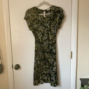 FatFace Erin Mimosa Jersey Dress in black with yellow floral, size US 2, UK 6